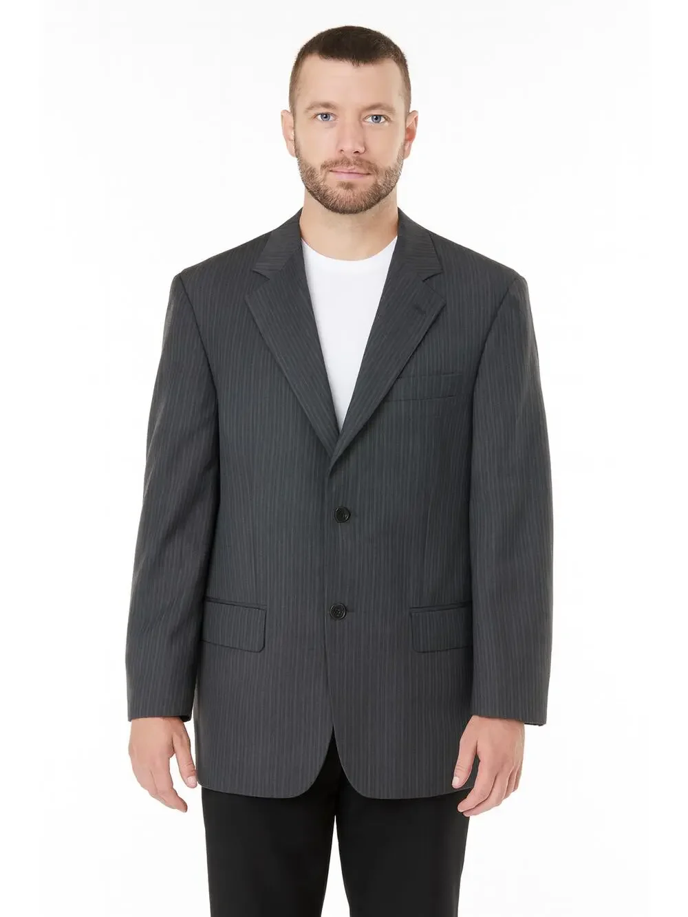 Ermenegildo Zegna Gray Pin Stripe Suit Jacket Blazer 48R - Italian Made